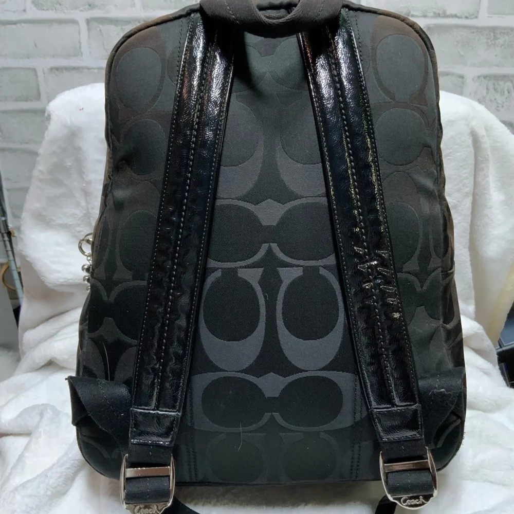 Coach Poppy Signature Black and Brown Backpack
